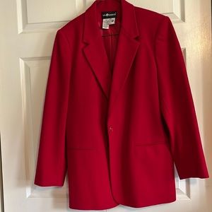 Ladies red blazer.